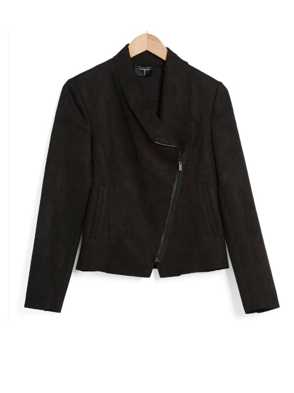 T Tahari Faux Leather Draped Moto Jacket Size Medium
